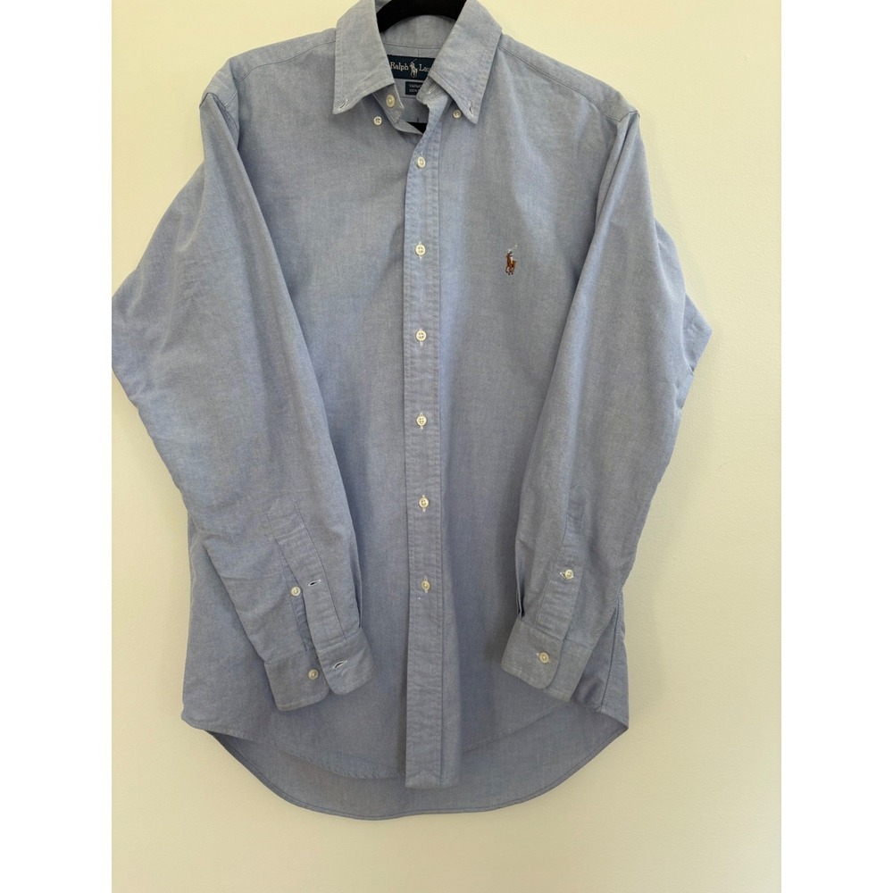 Ralph Lauren Yarmouth 100% Cotton Mens 15 33 Blue Oxford Button Down